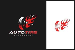 tire with fire logo, automotive logo design vector