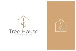 casa del árbol apartamentos bienes raíces diseño de logotipo vector