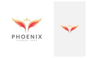 gradient wing and crown logo design vector