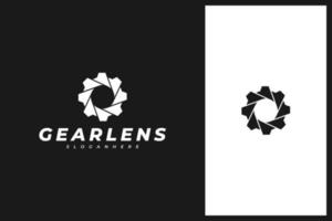 vector de diseño de logotipo de engranaje y lente