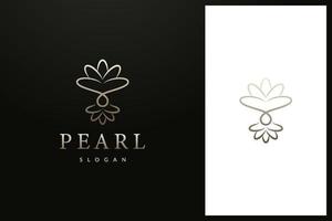 concha de perla y corona, diseño de logotipo de joyería vector