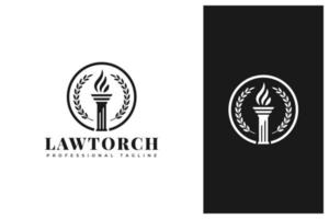 law torch logo design, pillar and torch vector