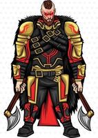 Illustration of spartan warrior wearing helmet and red cloak, leonidas fantasy illustration vector