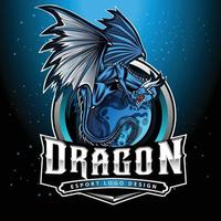 diseño de logotipo de mascota de juego de esport de dragón salvaje vector