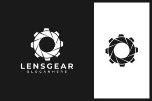 vector de diseño de logotipo de engranaje y lente