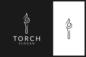 simple minimal torch logo in line art style vector