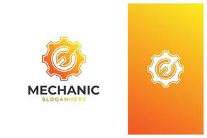 modern gear and spanner logo design vector in gradient color