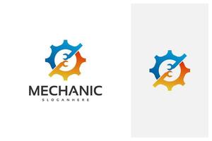 modern gear and spanner logo design vector in gradient color