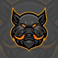 Crazy Pig, Wild Boar E-Sport Mascot Logo Design, Mascot, and Emblem Template Isolated Vector. Illustration Logo. Suitable for Game, Streamer, and E-Sport Team. vector