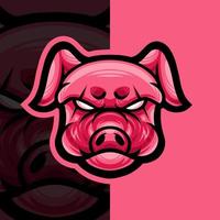 diseño de logotipo de mascota de cerdo loco, jabalí e-sport, mascota y vector aislado de plantilla de emblema. logotipo de ilustración. adecuado para juegos, streamers y equipos de deportes electrónicos.