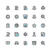 business quality standards and requirements vector icon set pack in dual tone style