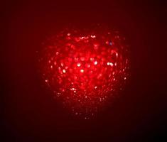 Red Blur heart shape of ligth bokeh on a black background photo