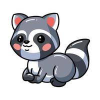 Cute baby raccoon cartoon sitting vector