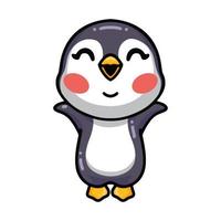 Cute little baby penguin cartoon raising hands vector