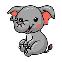 lindo, bebé, elefante, caricatura, sentado vector