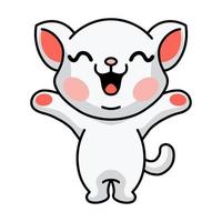 lindo, feliz, pequeño, gato blanco, caricatura vector