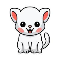 Cute little white cat cartoon sitting vector