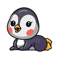 Cute little baby penguin cartoon lay down vector