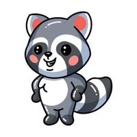 Cute baby raccoon cartoon posing vector