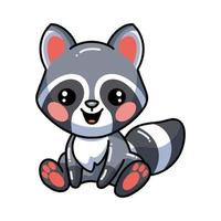 Cute baby raccoon cartoon sitting vector