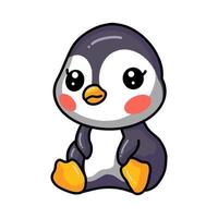 lindo bebé pingüino dibujos animados sentado vector