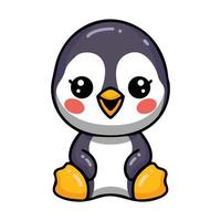 Cute little baby penguin cartoon sitting vector