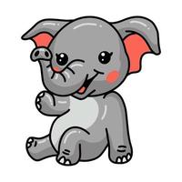 lindo, bebé, elefante, caricatura, sentado vector