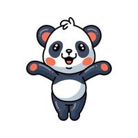 Cute little panda cartoon raising hands vector