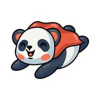 lindo panda superhéroe dibujos animados volando vector