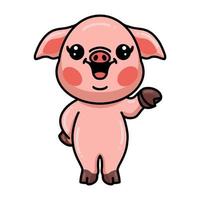 Cute little pig cartoon presenting vector