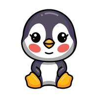 lindo bebé pingüino dibujos animados sentado vector