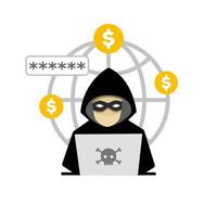 los piratas informáticos roban dinero con contraseñas débiles del ciberespacio vector