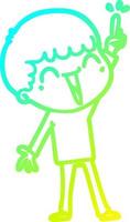 cold gradient line drawing cartoon happy man vector