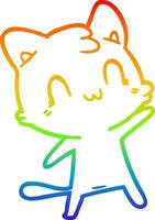 rainbow gradient line drawing cartoon happy cat vector