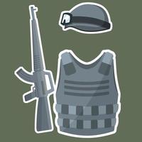 Modern weapons and armor of a soldier. vector