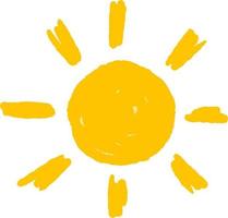 Hand-drawn sun. Element of summer vector