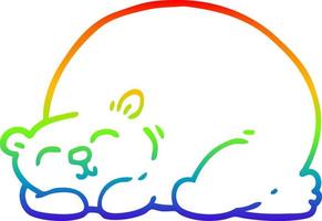 dibujo de línea de gradiente de arco iris contenido de dibujos animados oso durmiendo vector