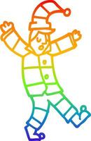 rainbow gradient line drawing cartoon man in traditional pyjamas vector