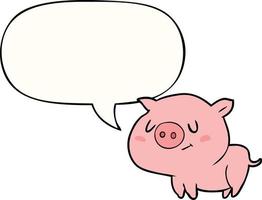 cute cartoon pig and speech bubble vector