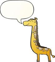 cartoon giraffe and speech bubble in smooth gradient style vector