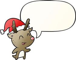 cartoon christmas reindeer and speech bubble in smooth gradient style vector