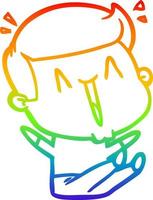 rainbow gradient line drawing cartoon happy man vector