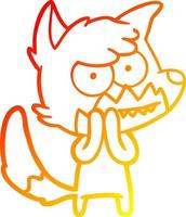 warm gradient line drawing cartoon grinning fox vector