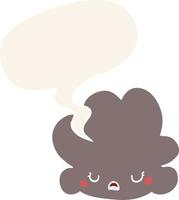 cartoon cloud and speech bubble in retro style vector