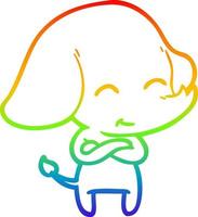 rainbow gradient line drawing cute cartoon elephant vector