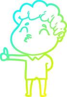 cold gradient line drawing cartoon man pouting vector