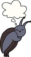 cute cartoon beetle and thought bubble vector