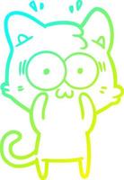 cold gradient line drawing cartoon surprised cat vector