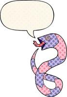 hissing cartoon snake and speech bubble in comic book style vector