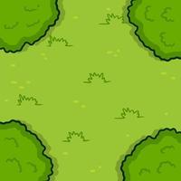 Green lawn. View from top. Grass and bushes vector